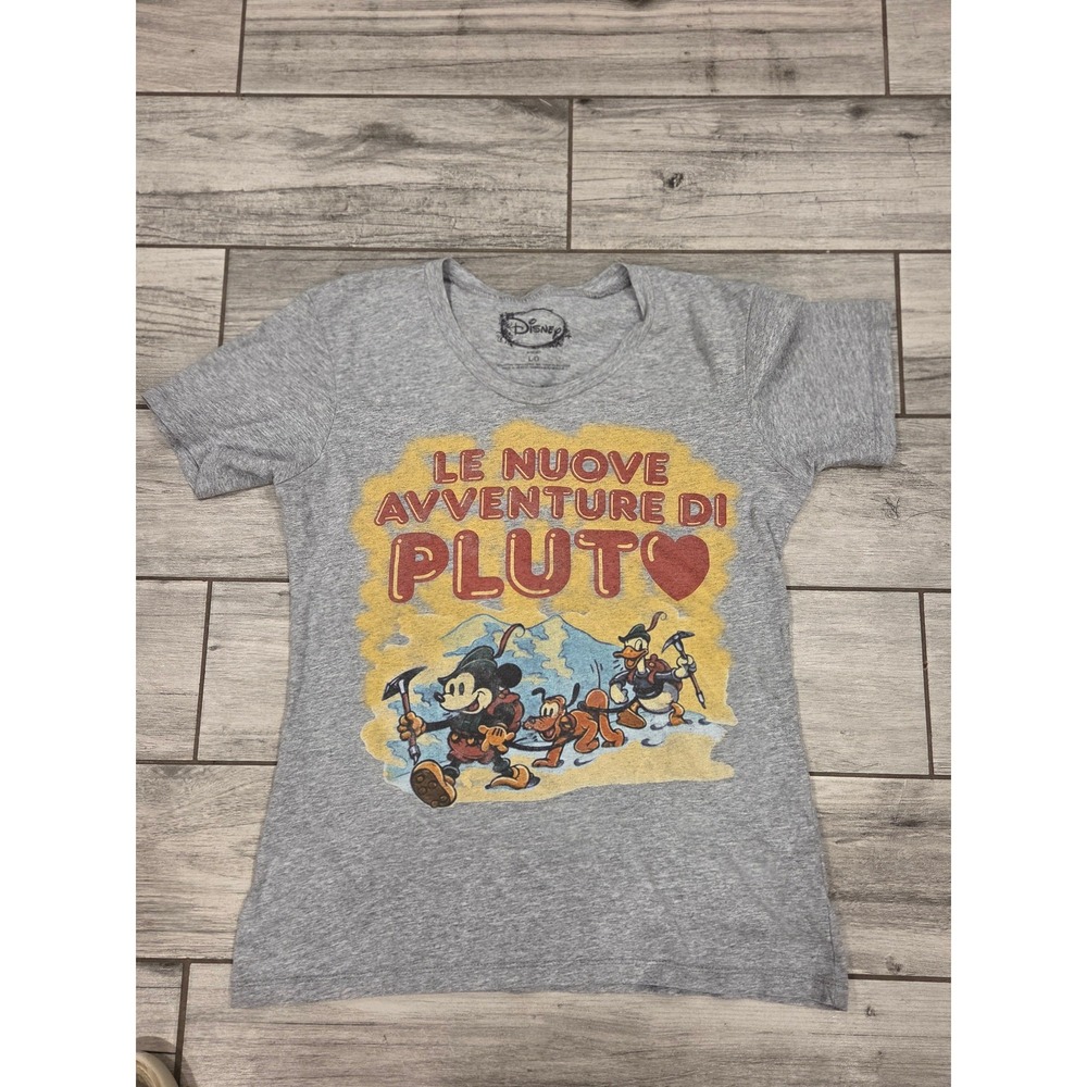 Disney Mickey Pluto Adventure Graphic Tee Shirt Grey Size L
